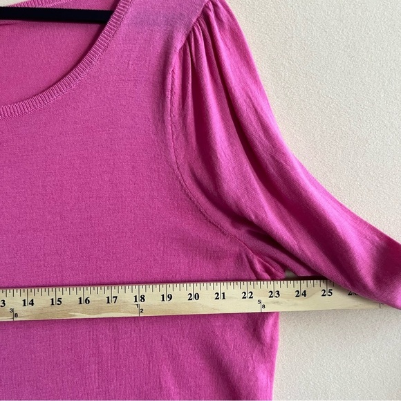 Talbots Women Sweater Merino Wool Puff Sleeve NEW BarbieCore Pink size 2X - Picture 10 of 12